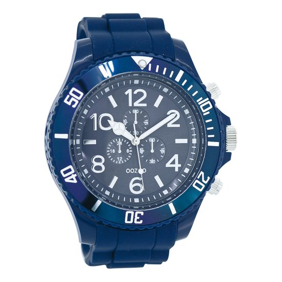 OOZOO Timepieces - Donker blauwe horloge met donker blauwe rubber band - C4828