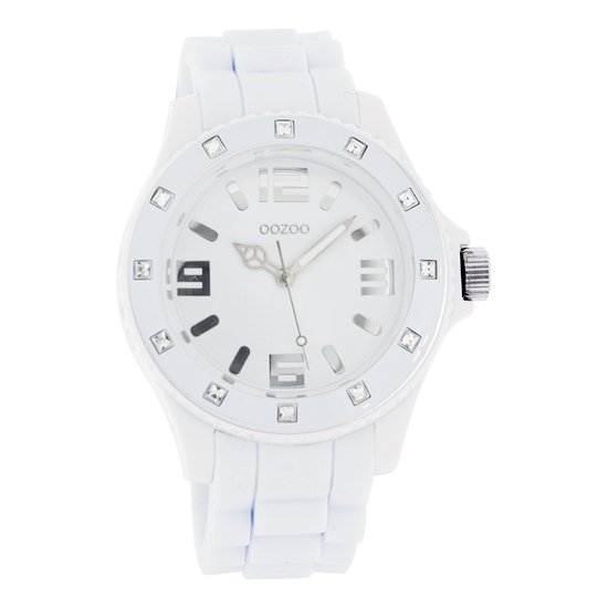 OOZOO Timepieces - Witte horloge met witte rubber band - C4356