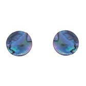 Behave - Oorbellen - oorstekers - oorknoppen - dames - abalone schelp - blauw - 1 cm