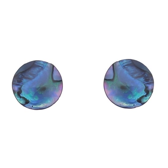 Behave - Oorbellen - oorstekers - oorknoppen - dames - abalone schelp - blauw - 1 cm
