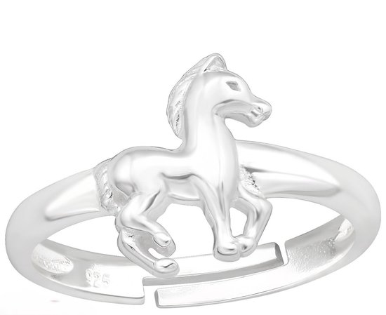 Joy|S - Zilveren paard ring - verstelbaar - zilver - voor kinderen
