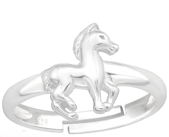 Joie|S - Bague cheval en argent - réglable - argent - pour enfant