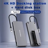 Docking Station HDMI 4K @60Hz - NVME+NGFF M.2 SSD port - Ethernet, 2x USB 10gb/s, USB C opladen, Micro/SD card reader Hub – USB Splitter - Geschikt voor Apple Macbook en Windows laptop
