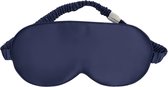 Comfortable Organic Satin Silk Eye Mask for Women and Men - 100% Pure Mulberry Silk Sleep Mask - 19Momme Silk Fabric Blindfold - Navy Blue