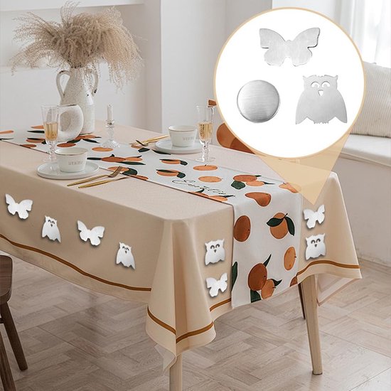 Lot De 4 Poids De Nappe Avec Clips Feuille D'Érable Acier Inoxydable Argent - Anti-Vent Pour Extérieur