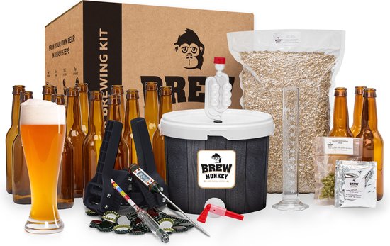 Brew Monkey Luxe Weizen - Bierbrouwpakket - Zelf Bier Brouwen Bierpakket - Gadgets Mannen - Verjaardagscadeau voor Mannen - Verjaardag cadeau - Origineel bier Cadeau