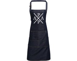 Grappig persoonlijk schort voor de BBQ liefhebber - Papa - Spijkerstof - Blauw - Print