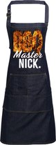 Grappig persoonlijk short voor de BBQ liefhebber - BBQ Master met naam - Spijkerstof - Blauw - Print