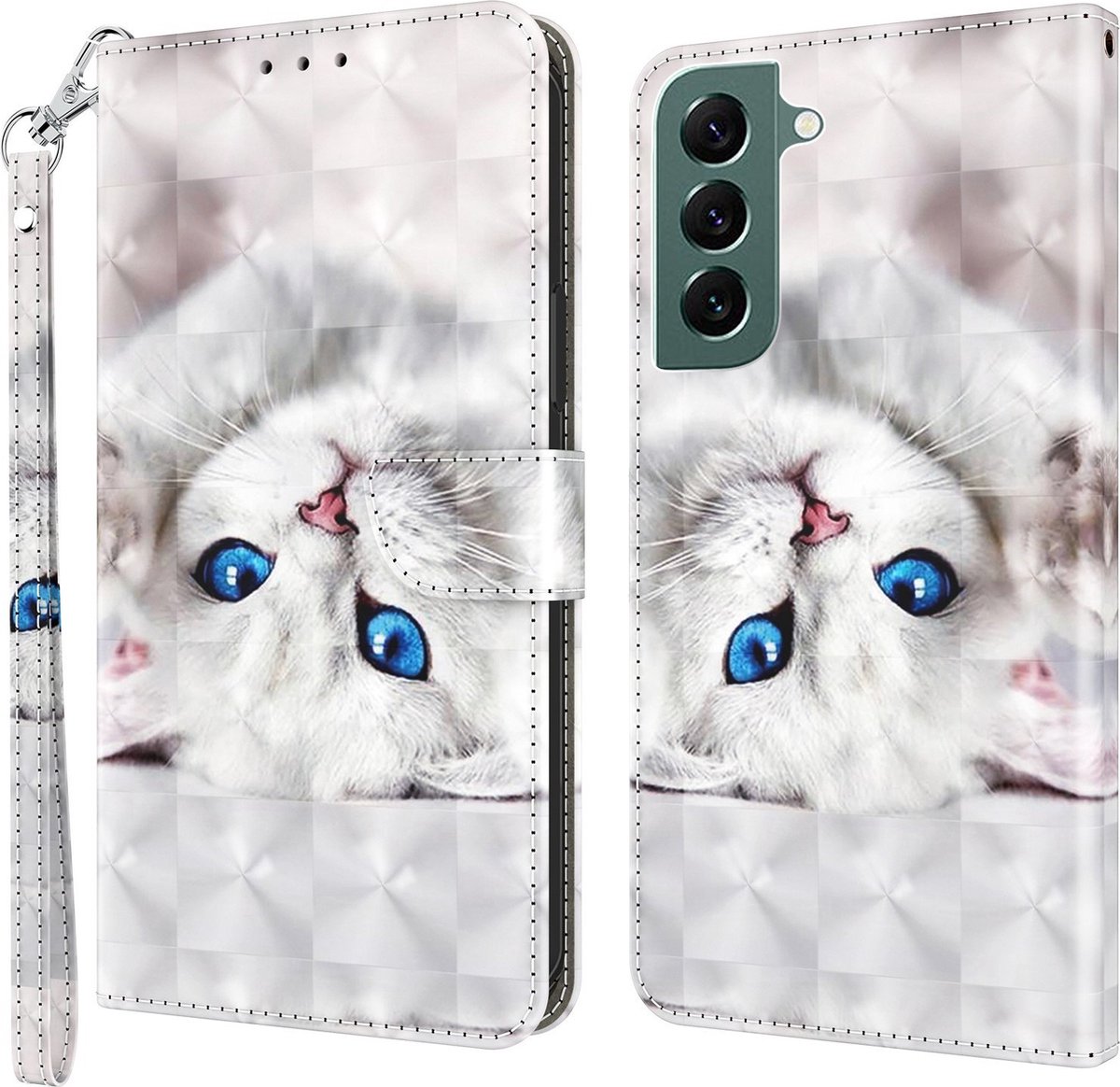 Cityhoesje - Bookcase geschikt voor Samsung S23 – Print katten – Pasjeshouder