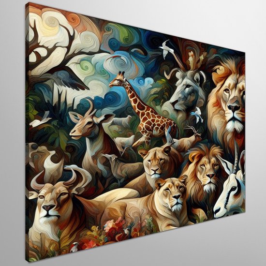 Olieverf dieren schilderij | Levendige penseelstreken vangen de schoonheid van wilde dieren in olieverf | Kunst - 60x60 centimeter op Dibond | Foto op Dibond