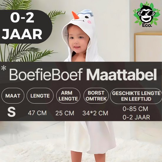 BoefieBoef Sneeuwpop Bamboe Baby Badjas 0-2 Jaar (85 cm lang max) - Luxe, Superzacht & Hypoallergeen - Eco Kinderbadjas met Dieren Capuchon - Absorberende Peuter Handdoek Jongen & Meisje - Cadeau Zwemles, Carnaval, Verjaardagen of Kraam - Wit Olaf van BoefieBoef — afbeelding 5