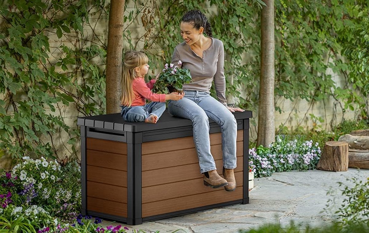 YITAHOME Tuinopbergdoos, waterdicht, 450 l, grote opbergdoos voor buiten met deksel, afsluitbare dekdozen, outdoor opbergcontainers voor