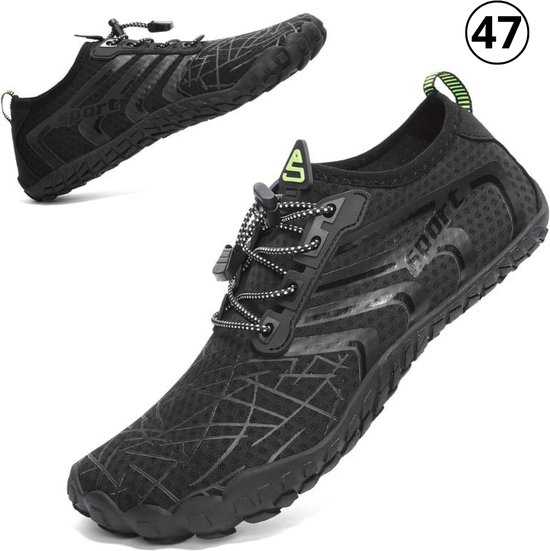 Livano Waterschoenen Voor Kinderen & Volwassenen - Aqua Shoes - Aquaschoenen - Afzwemschoenen - Zwemles Schoenen - Zwart - Maat 47