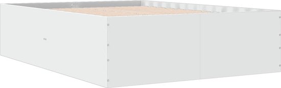 vidaXL - Cadre de lit - décoré - bois - blanc - 135x190 - cm