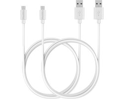 2x Micro USB naar USB A Kabel Wit - 2 meter - Oplaadkabel voor Huawei MediaPad T5 (10.1" 2018) / MediaPad T3 (10" 2017) / MediaPad M5 Lite (8" 2019) / MatePad T8 (8" 2020)