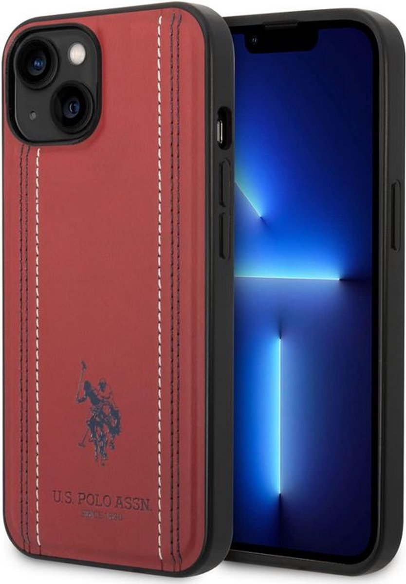 U.S. Polo Stitched Lines Back Cover - Geschikt voor Apple iPhone 14 Plus (6.7") - Rood