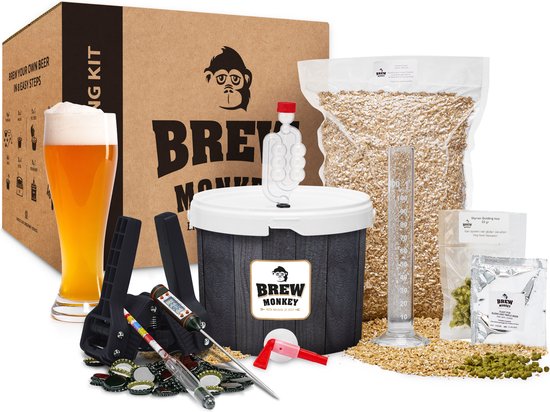 Brew Monkey Compleet Weizen - Bierbrouwpakket - Zelf Bier Brouwen Bierpakket - Gadgets Mannen - Verjaardagscadeau voor Mannen - Verjaardag cadeau - Origineel bier Cadeau