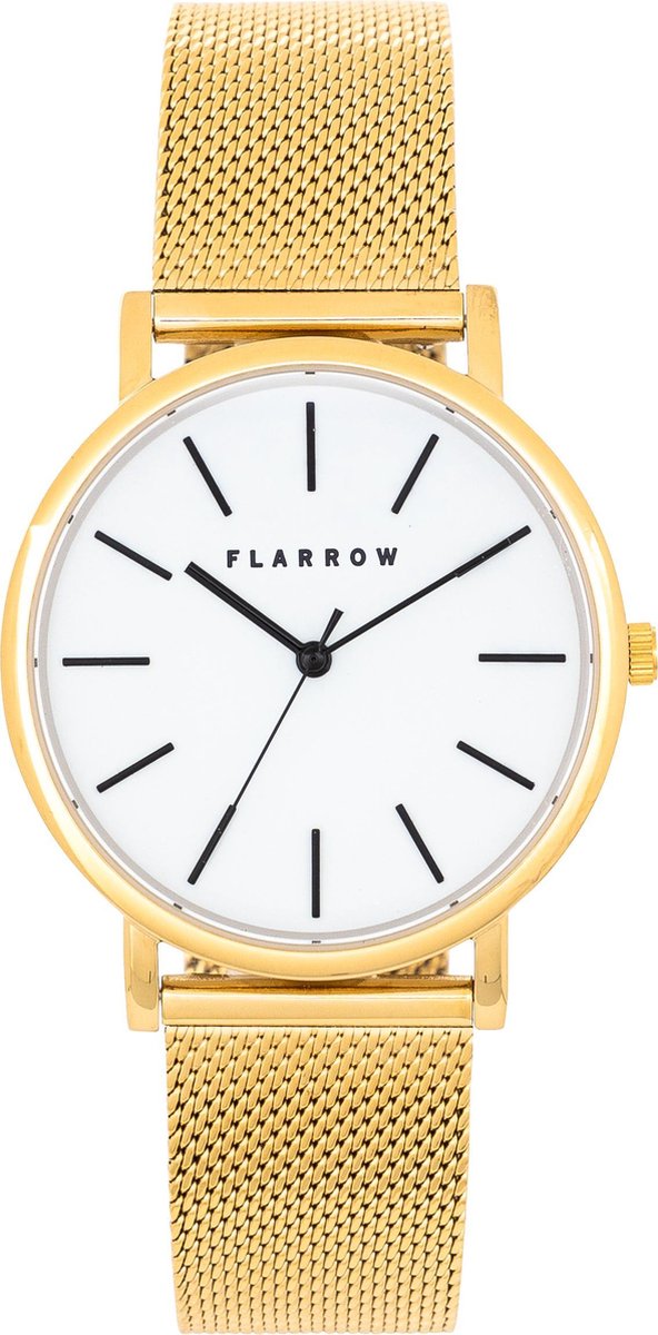 FLARROW Gold Edition Ø40MM - Mesh - Goud - Wit Horloge