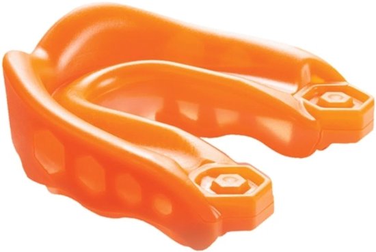 Oranje Shock Doctor Gel Max mondbeschermer met hexagonaal patroon