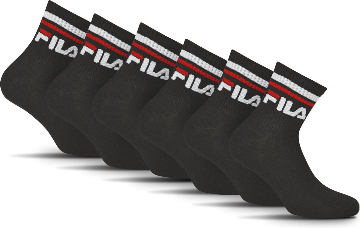 FILA Logoband Enkelsokken – 6 Pack Zwart