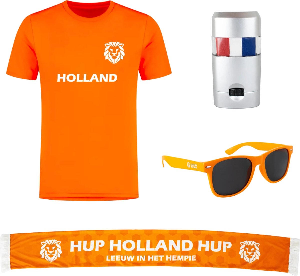 WK voetbal shirt Classic met sjaal, zonnebril en schminkstift - Voetbalshirts volwassenen - WK voetbal - Oranje shirt - Polyester sportshirt - Accessoires - Maat M