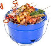 Draagbare BBQ Grill, Premium Houtskool Grill Tafel Grill Roestvrij Staal Barbecue Houtskool Grill voor Outdoor Camping Blauw