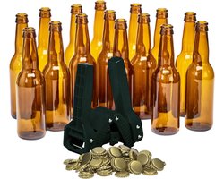 Brew Monkey Bottelset met 13 flessen, kroonkurkapparaat en 25 kroonkurken - Zelf bier bottelen - Bierflesjes - Flessenset - Bierbrouwpakket Tool - Verjaardagscadeau voor Mannen - Origineel bier Cadeau