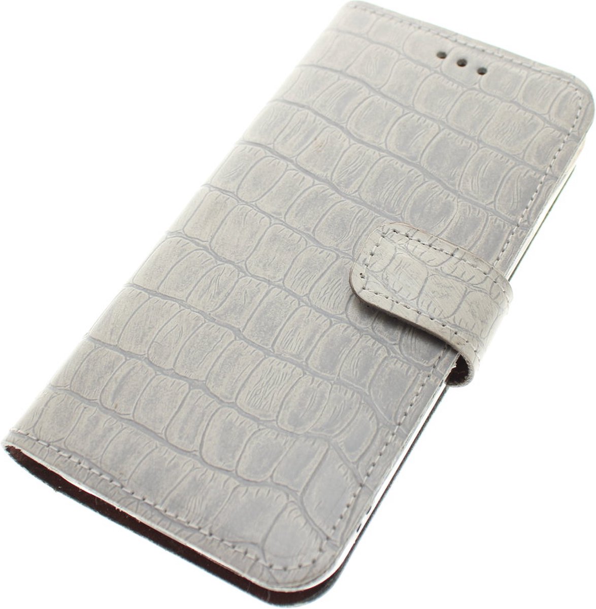 Made-NL hoesje geschikt voor Apple iPhone 13 licht blauw grauw grijs krokodillen print stug