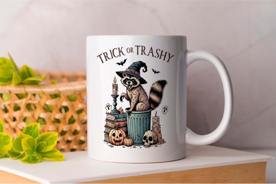 Mok TRICK OR TRASHY - Halloween - Spooky - HappyHalloween - Scary - Spookachtig - FijneHalloween - Spookhuis - Boe