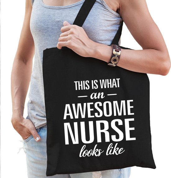 Super infirmière / grande infirmière / soeur cadeau sac en coton noir pour dames - sac cadeau / professions / sac / shopper