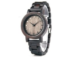 HO24-A04.3 : Blackwood houten horloge, band houten schakels ** KADO edelsteen armband