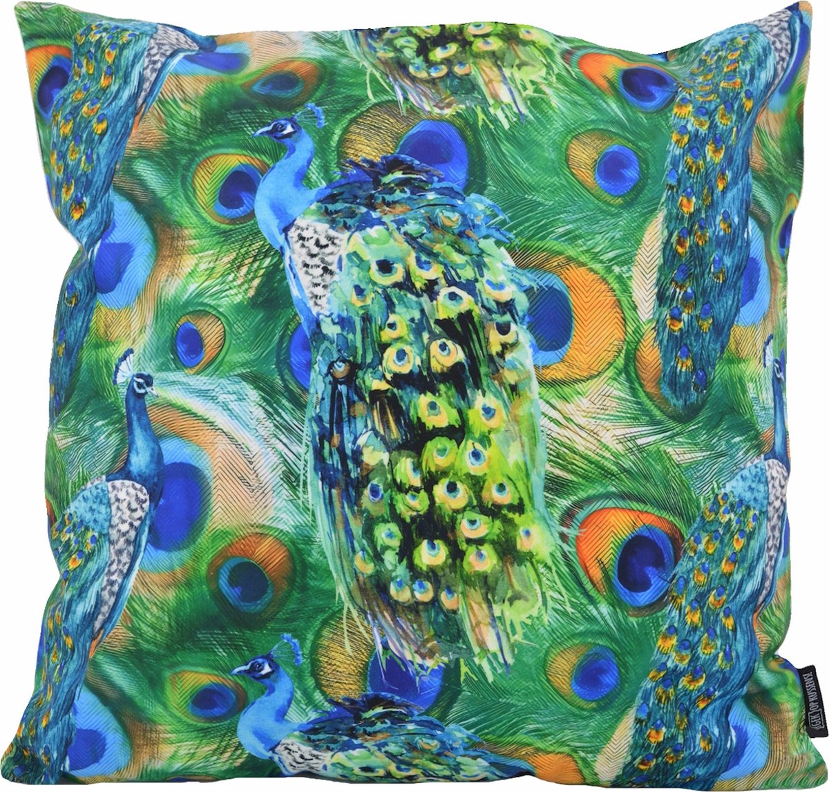 Gek op Kussens! Peacock Birds Kussenhoes | Katoen/Polyester | 45 x 45 cm Blauw - Groen