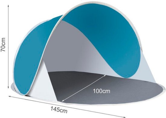 MOZY - Pop-up Strandtent - Grijs/Turquoise - 145 x 100 x 70 cm - met Draagtas - UV30 - UV Werend - UV Bescherming - Windbescherming van MOZY — afbeelding 5