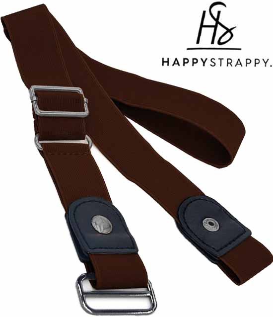 HappyStrappy. Originele Elastische Riem zonder Gesp - Gespvrije Riem - Elastische tailleriem voor Dames en Heren - Donkerbruin