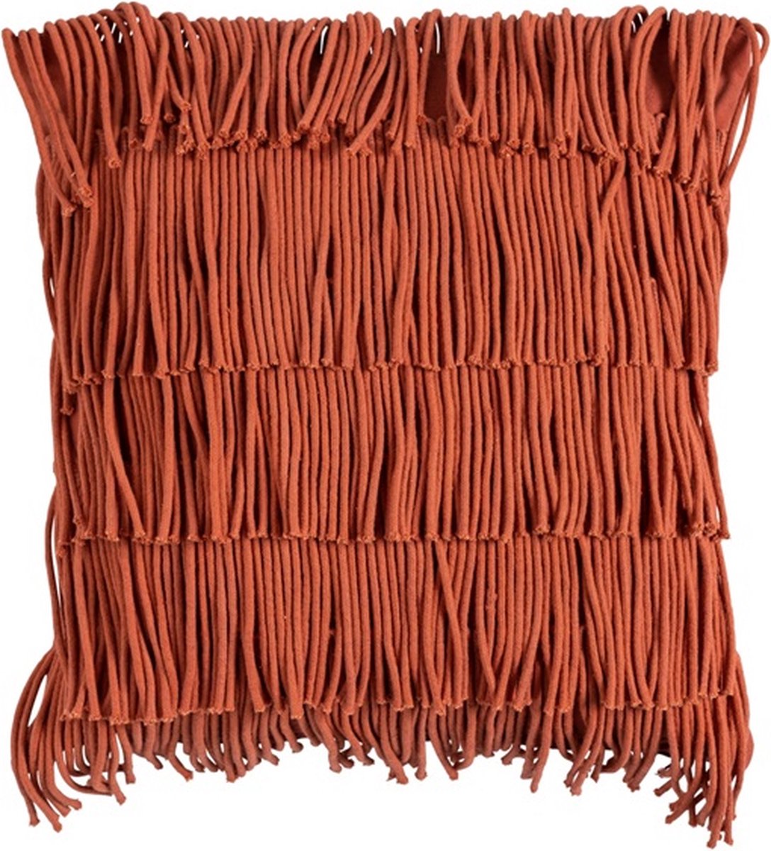 Linen & More African Fringes Lt. Rust Kussen | 40 X 40 | Sierkussen Voor Woonkamer Of Slaapkamer Oranje