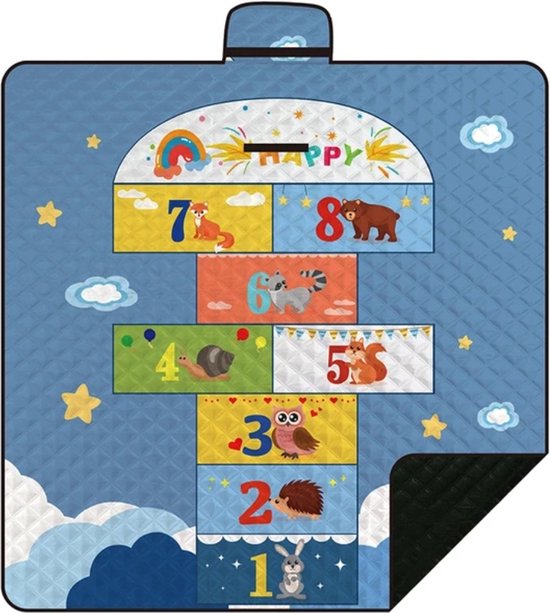 AOSTOK Picknickkleed XXL 200 x 150 cm Fleece warmte-isolerend waterdicht met krimpkoord, opvouwbaar - ideaal voor op het strand, camping, tuin voor kinderen om te spelen