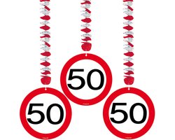 Rotorspiralen 50 jaar - 3x - verkeersborden - folie/karton - 50e verjaardag/jubileum - versiering Rotorspiralen 50 jaar - 3x - verkeersborden - folie/karton - 50e verjaardag/jubileum - versiering