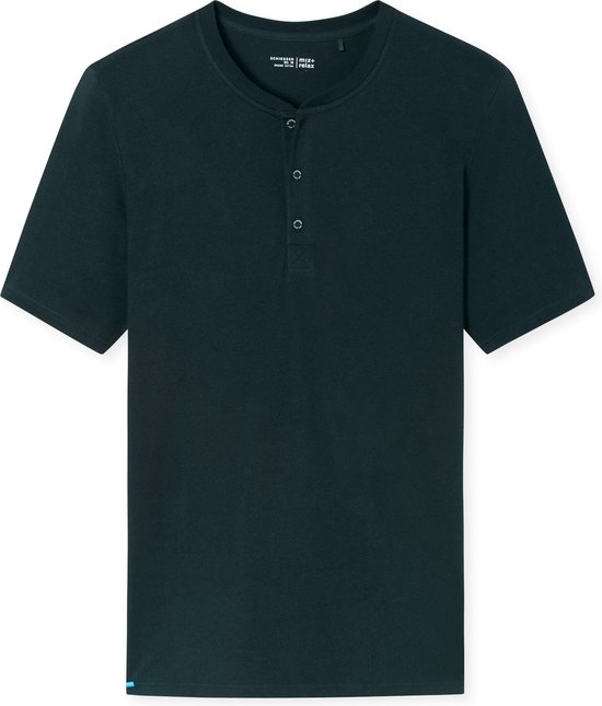 Foto: Schiesser t shirt korte mouw knoopsluiting heren nachtblauw maat l