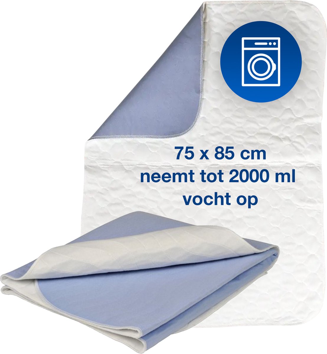 Abena Abri-Soft Wasbare Incontinentie Onderlegger - 1 Incontinentie Matrasbeschermer - Onderlegger voor op Bed - 75 x 85 cm - 2000 ml absorptie