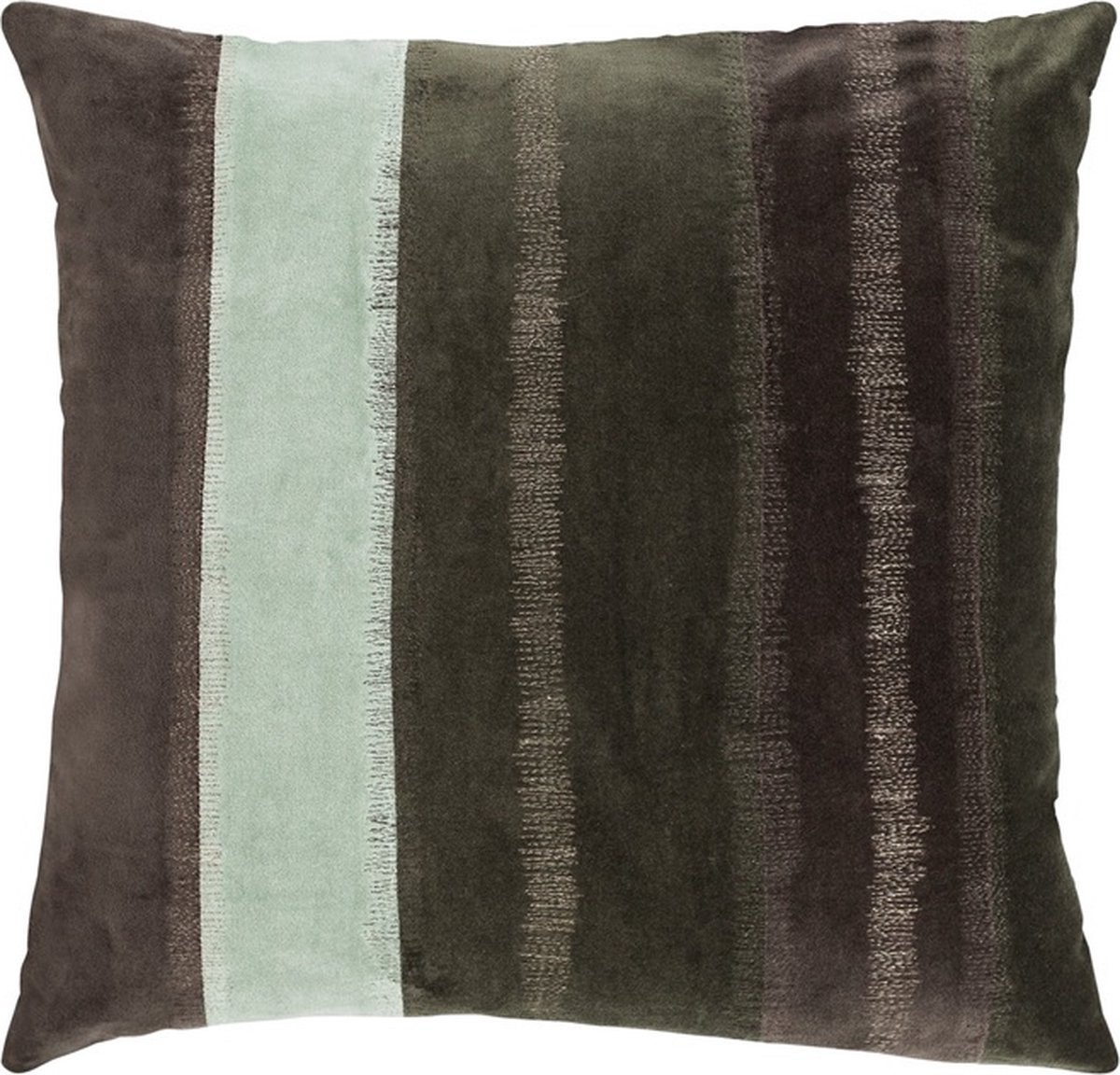 Linen & More Velvet Stripe Forest Groen Min Kussen | 50 X 50 | Sierkussen Voor Woonkamer Of Slaapkamer