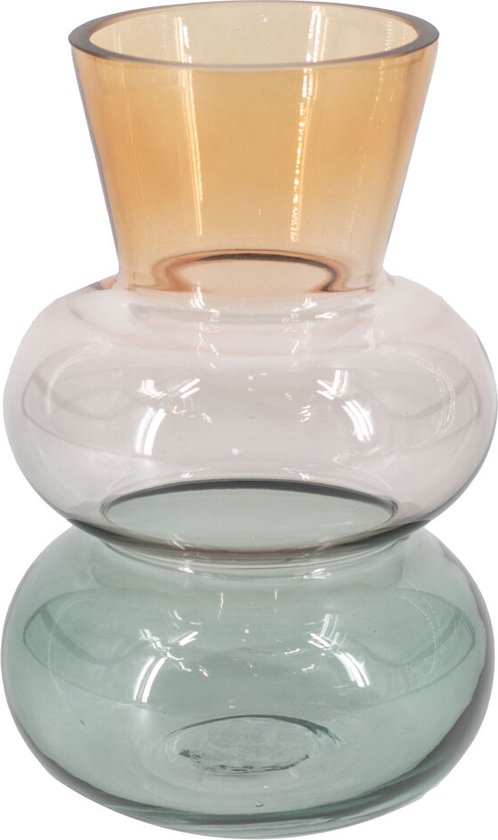 HomeBound by KY | Glazen vaas ombré | 13x13x20cm | bloemenvaas ombré
