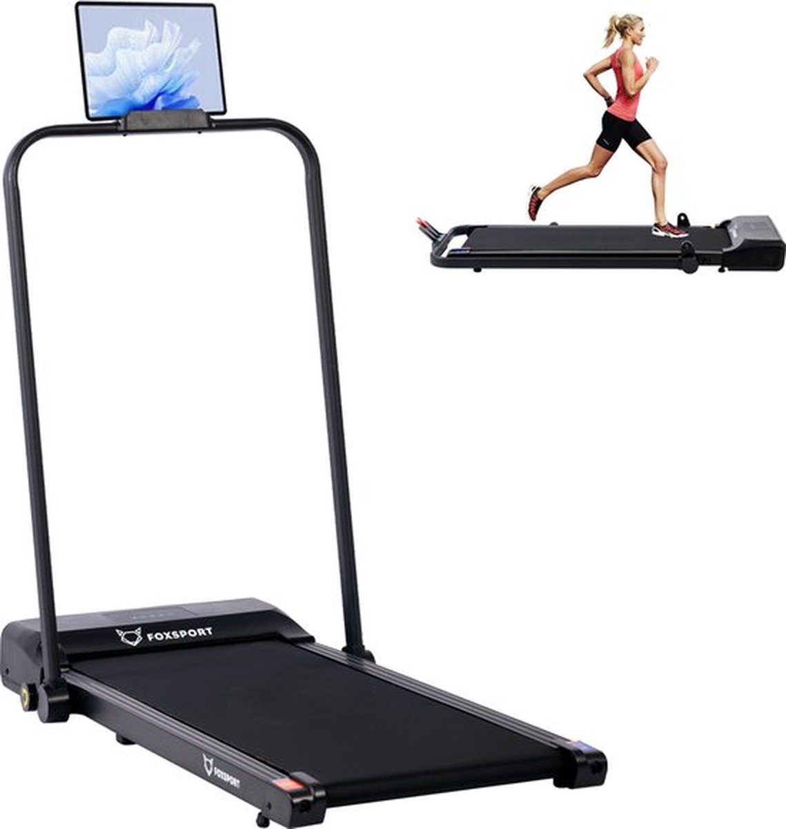 Loopband met armleuningen - Inklapbare armleuningen - met wielen - wandelen of hardlopen - Wandelband - Treadmill - Walking Pad - Instelbare snelheid - Installatievrij - Display met trainingsinformatie - 1—12km/h