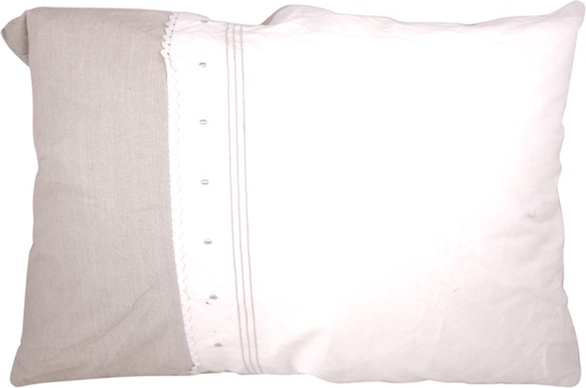 Linen & More Kussen Jasmin Ties Grijs -Wit | 50 X 70 | Sierkussen Voor Woonkamer Of Slaapkamer