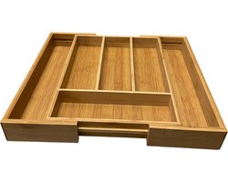 FAR - Uitschuifbare Bestekbak met 6 Vakken - Besteklade - Keukenlade - Bestek - Bestekhouder - 4 tot 6 vakken - 35,5 x 26,5 x 4,5 cm / 35,5 x 38,5 x 4,5 cm.
