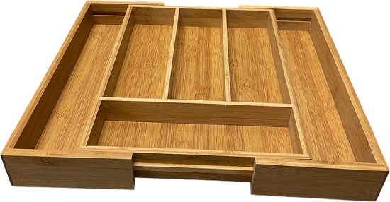 Decopatent® Uitschuifbaar Bestekbak - Besteklade - 7 Vaks Uitschuifbaar Naar 9 Vakken Bestekbakken Organizer Bamboe Bruin Decopatent® Uitschuifbaar Bestekbak - Besteklade - 7 Vaks Uitschuifbaar Naar 9 Vakken Bestekbakken Organizer Bamboe Bruin