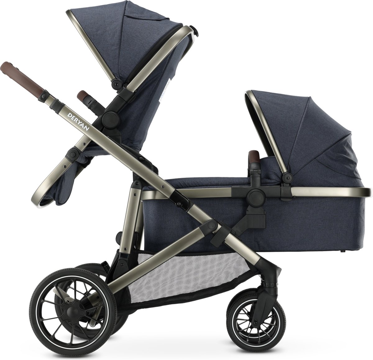Deryan Evy V2 Kinderwagen 2in1 met Reiswieg en Zitje - Navy - Deryan - €399,95