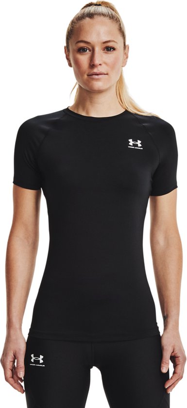 Foto: Under armour ua hg heatgear authentics compressie short sleeve dames sportshirt zwart maat m