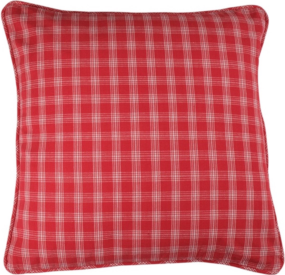 Linen & More Kussen Levy Check Linen/Rood | 45 X 45 | Sierkussen Voor Woonkamer Of Slaapkamer