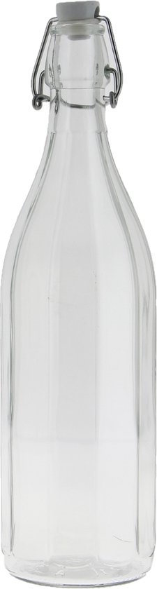 Bormioli rocco waterfles met beugeldop - 2x - helder transparant - 1000 ml - Giara home deco fles - weckflessen