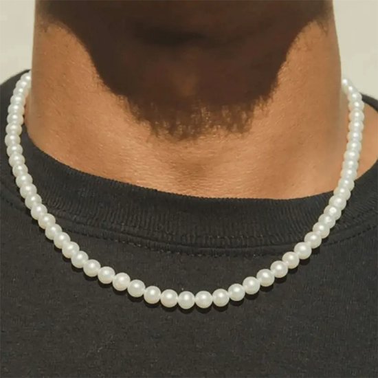 Echte zoetwaterparelketting, 6 mm parelketting, onregelmatige parelsieraden, aanpasbare parelketting voor mannen en vrouwen, minimalistisch - België